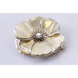 Golden Big Flower Brooch, 2.5 inches, Matte Finish, Eye-Catching, Jewelry,